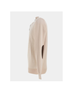 Pull col zippé fraction beige homme - Benson & Cherry
