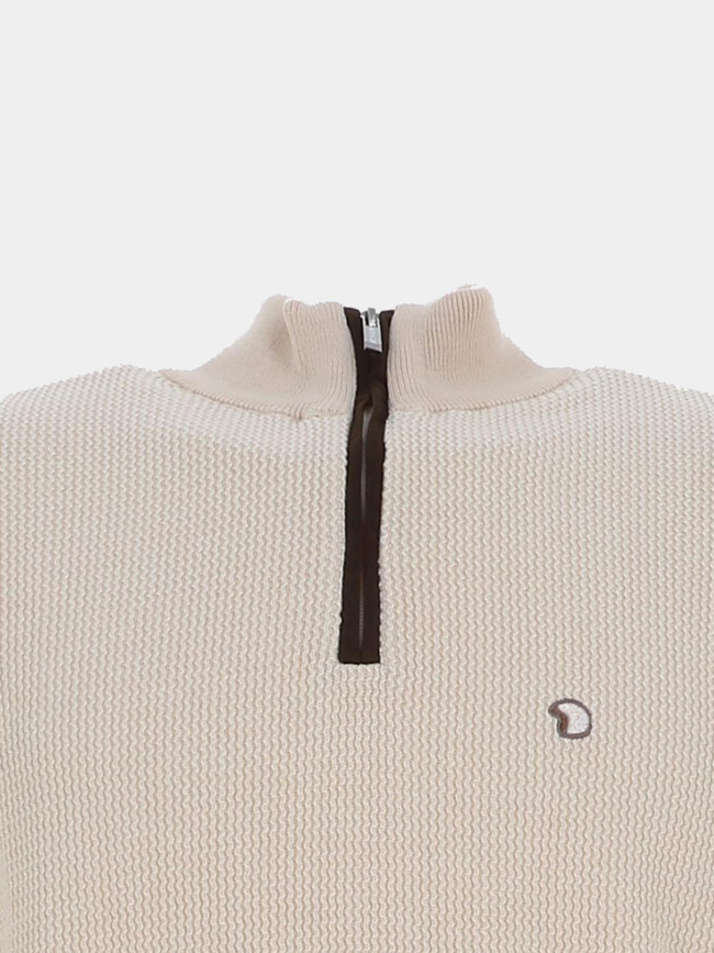 Pull col zippé fraction beige homme - Benson & Cherry
