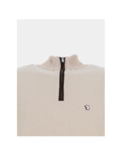 Pull col zippé fraction beige homme - Benson & Cherry