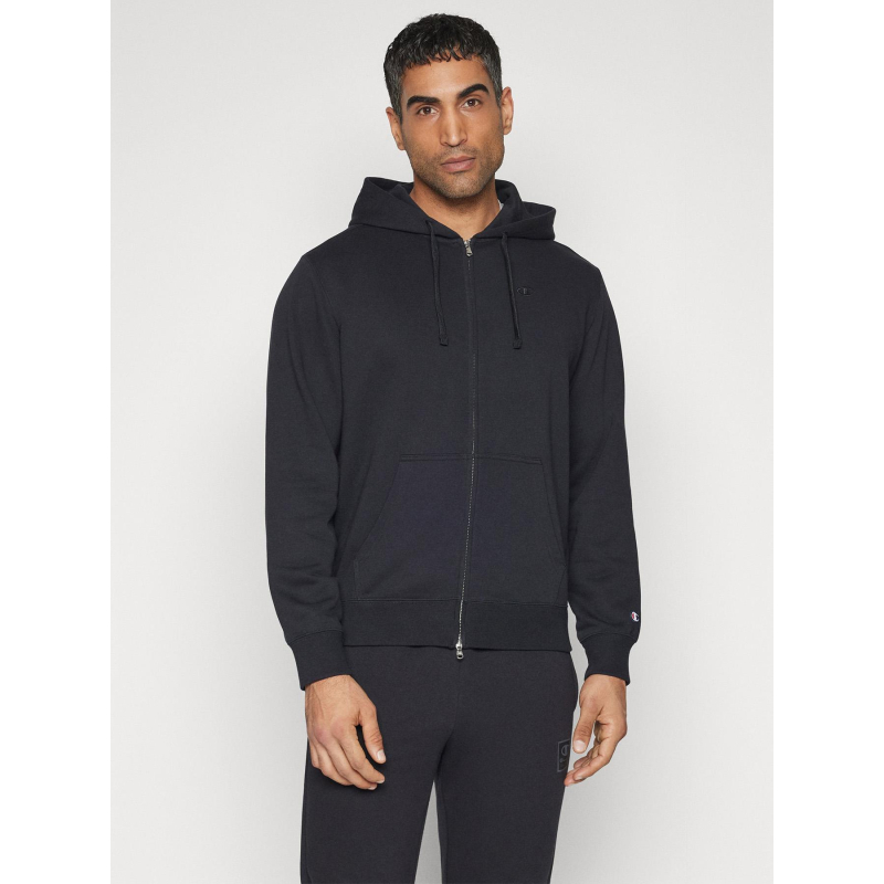 Sweat à capuche zippé uni noir homme - Champion