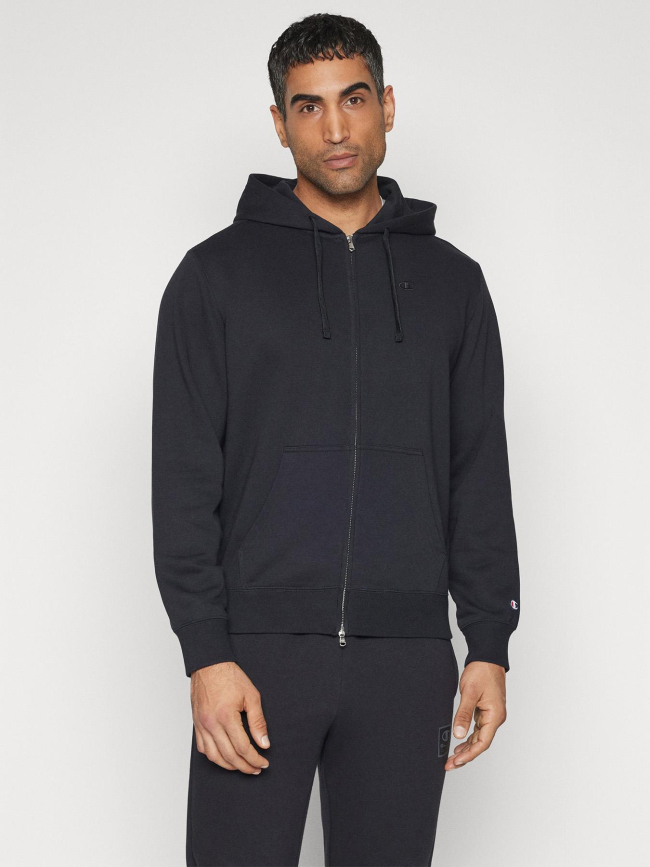 Sweat à capuche zippé uni noir homme - Champion