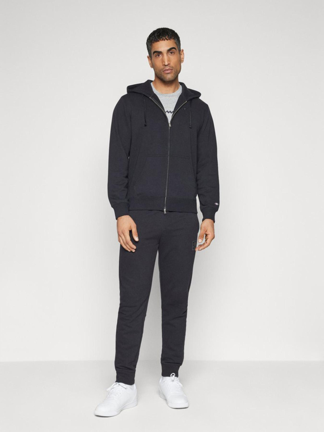 Sweat à capuche zippé uni noir homme - Champion