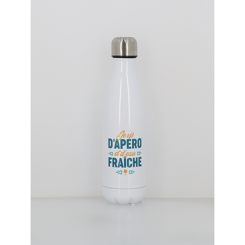 Gourde isotherme je vis d'apéro 500ml blanc - Stc