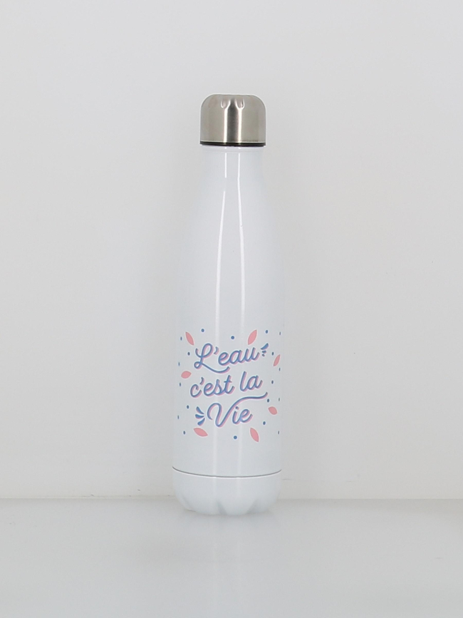 Gourde isotherme l'eau c'est la vie 500ml blanc - Stc