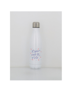 Gourde isotherme l'eau c'est la vie 500ml blanc - Stc