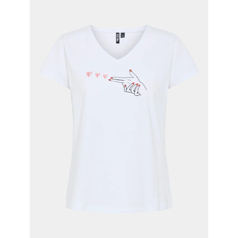 T-shirt col v serima bright blanc femme - Pieces