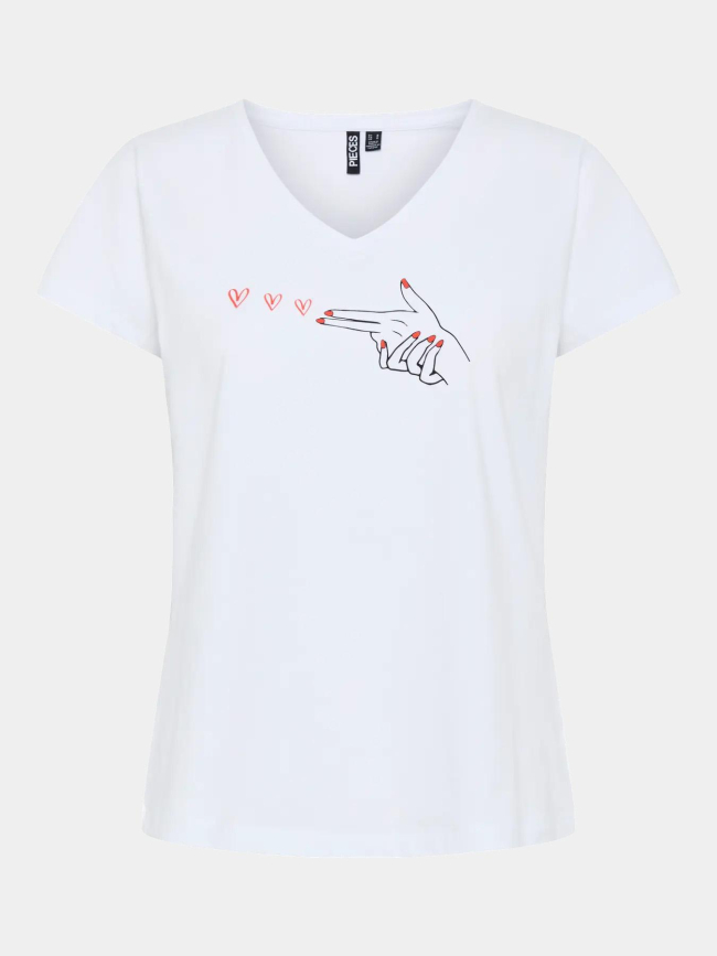 T-shirt col v serima bright blanc femme - Pieces