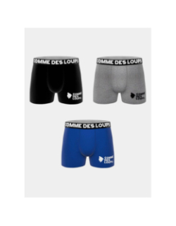 Lot de 3 boxers en coton bleu noir et gris homme - Comme Des Loups
