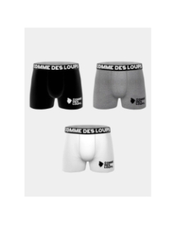 Lot de 3 boxers en coton blanc gris et noir homme - Comme Des Loups