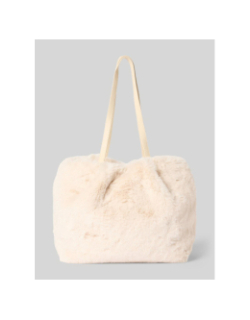 Sac tote bag en fausse fourrure djupa écru femme - Barts