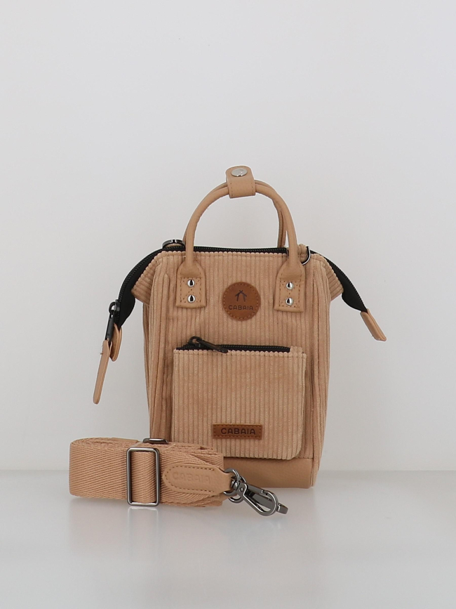 Sac bandoulière nano velours côtelé luxor beige - Cabaïa