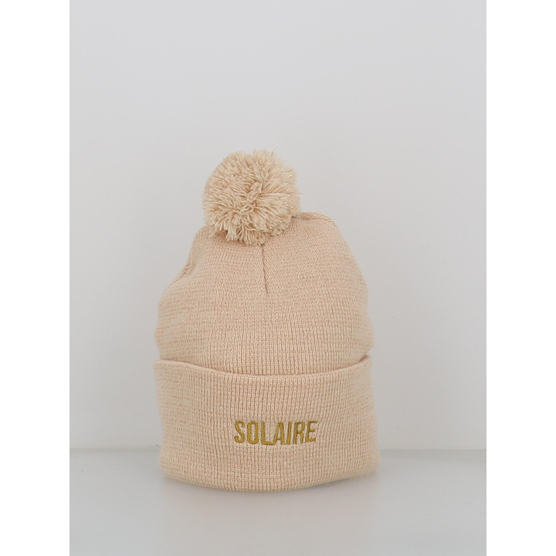 Bonnet pompon pailleté solaire beige femme - Stc