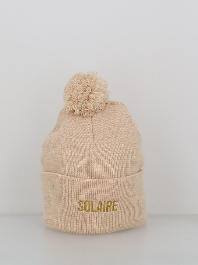 Bonnet pompon pailleté solaire beige femme - Stc