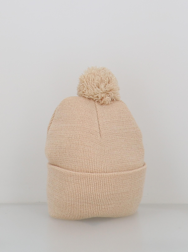 Bonnet pompon pailleté solaire beige femme - Stc