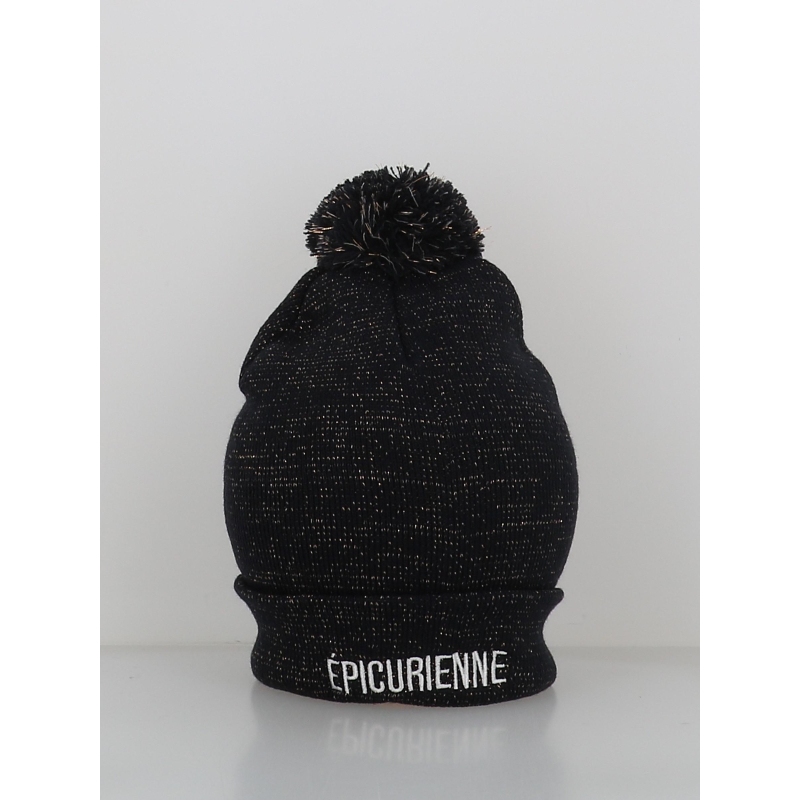Bonnet pompon pailleté épicurienne bleu marine femme - Stc