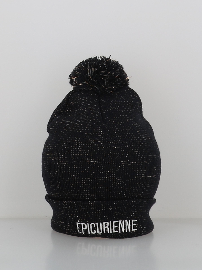 Bonnet pompon pailleté épicurienne bleu marine femme - Stc