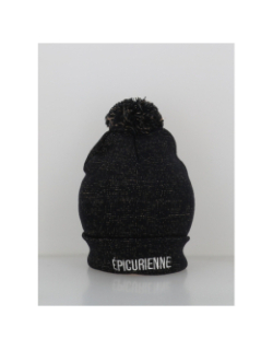 Bonnet pompon pailleté épicurienne bleu marine femme - Stc