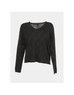 Pull fin en maille brillant à col v onlmella anthracite femme - Only