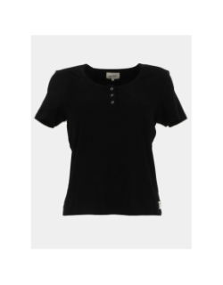 T-shirt côtelé regular léa noir femme - Happy & So