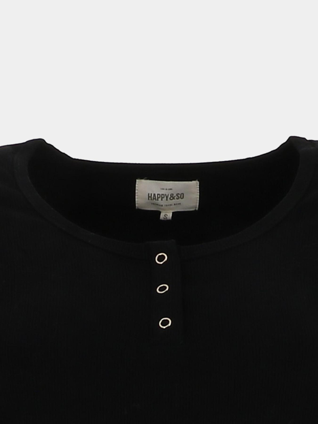 T-shirt côtelé regular léa noir femme - Happy & So