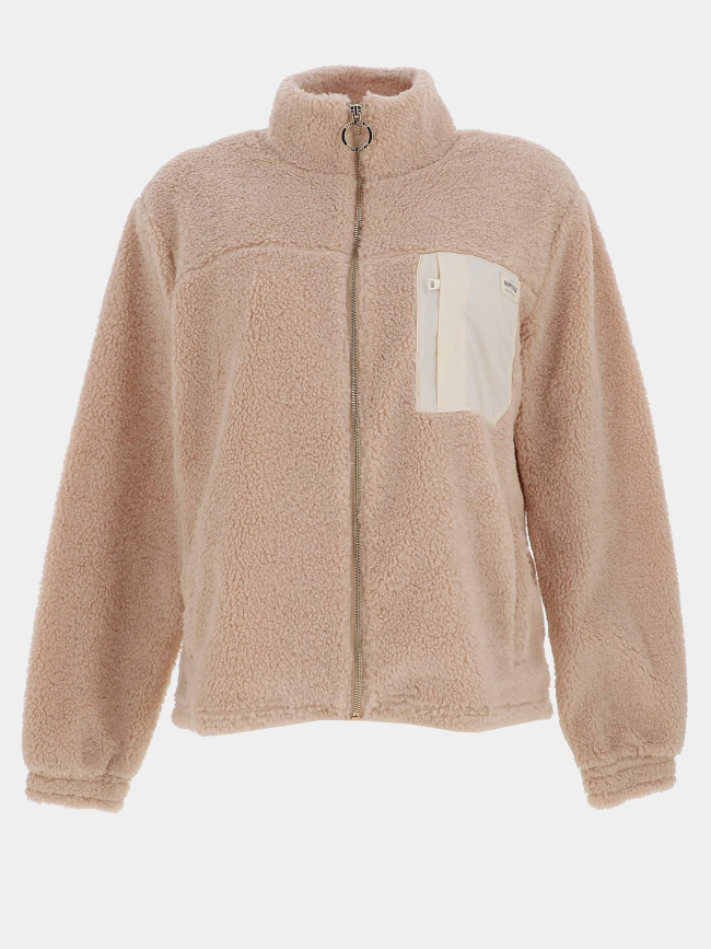 Veste polaire sherpa biscuit beige femme - Angele Sportswear