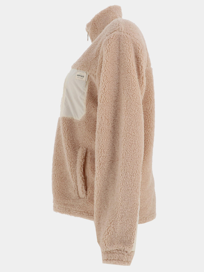 Veste polaire sherpa biscuit beige femme - Angele Sportswear