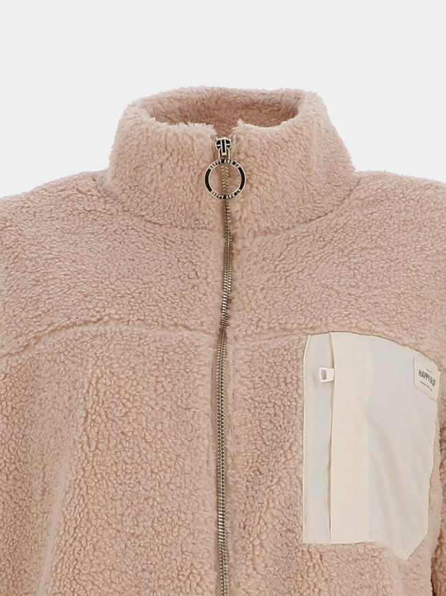 Veste polaire sherpa biscuit beige femme - Angele Sportswear