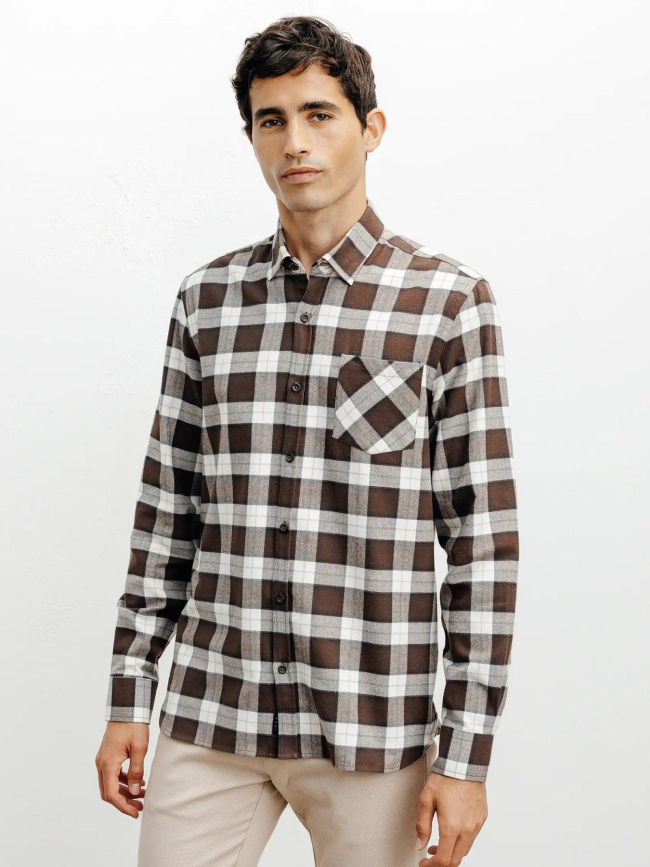 Chemise à carreaux korn marron homme - Izac