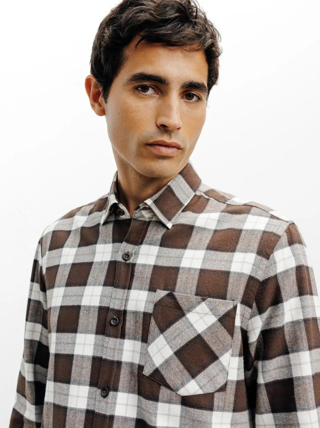 Chemise à carreaux korn marron homme - Izac