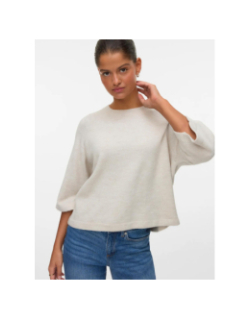 Pull en maille à manche 3/4 vmlefile beige femme - Vero Moda
