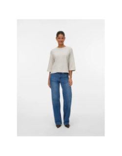 Pull en maille à manche 3/4 vmlefile beige femme - Vero Moda