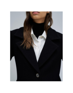 Veste longue en tissu avec col en fourrure noir femme - Salsa