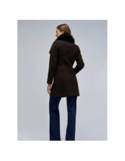 Veste en laine grace avec fourrure marron femme - Salsa