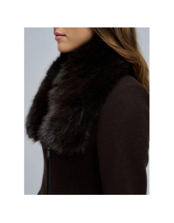 Veste en laine grace avec fourrure marron femme - Salsa