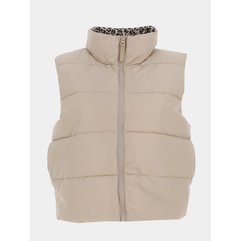 Doudoune sans manches réversible léopard beige femme - Only