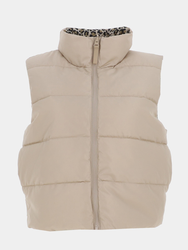 Doudoune sans manches réversible léopard beige femme - Only