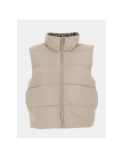Doudoune sans manches réversible léopard beige femme - Only