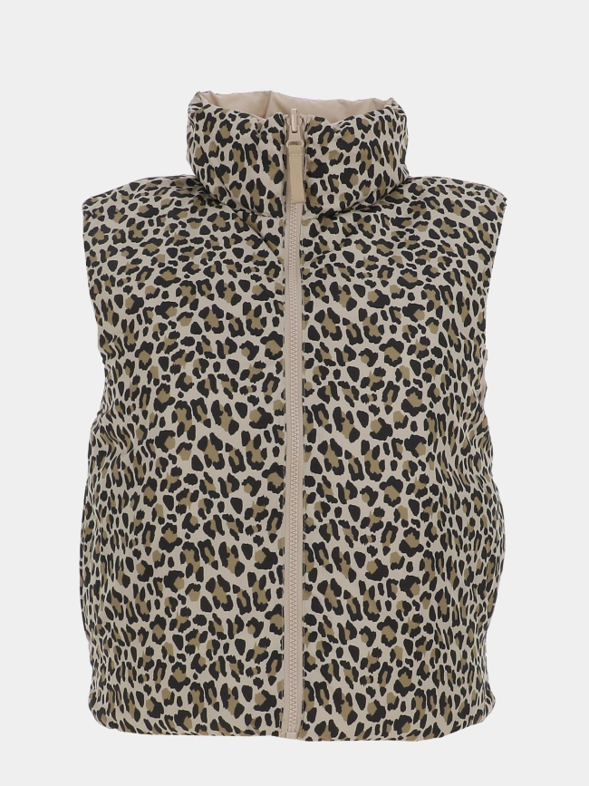 Doudoune sans manches réversible léopard beige femme - Only