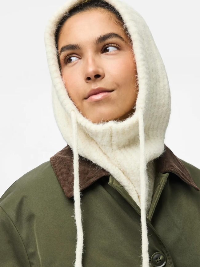 Cagoule en maille côtelé  pcnambi beige femme - Pieces