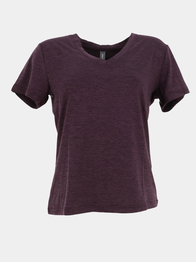 T-shirt de sport chiné à col v onpcore violet femme - Only