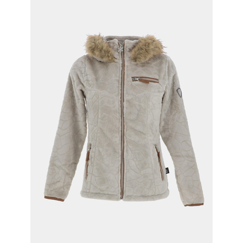 Veste polaire à capuche innsbruck beige femme - Angele Sportswear