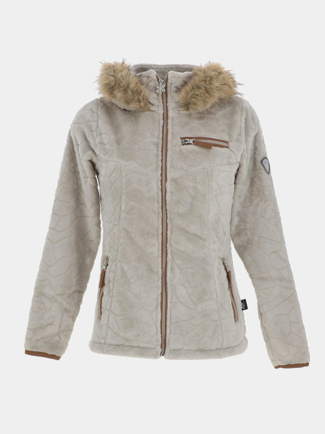 Veste polaire à capuche innsbruck beige femme - Angele Sportswear