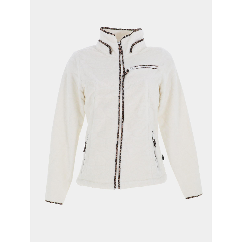 Veste polaire à motif léopard mireille blanc femme - Angele Sportswear