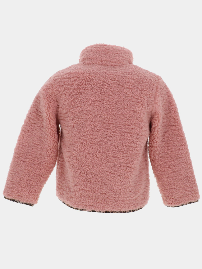 Veste polaire à motif léopard colinne rose fille - Angele Sportswear
