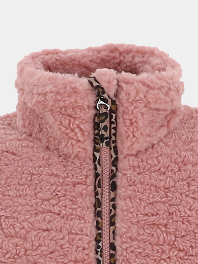 Veste polaire à motif léopard colinne rose fille - Angele Sportswear
