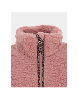 Veste polaire à motif léopard colinne rose fille - Angele Sportswear