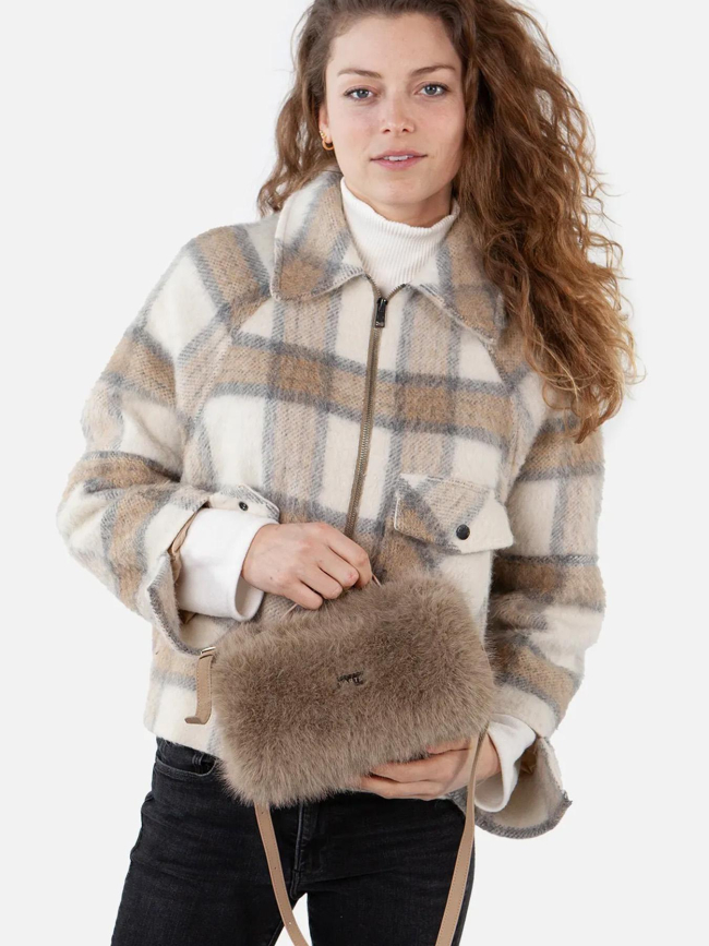 Sac bandoulière en fausse fourrure reydar marron femme - Barts