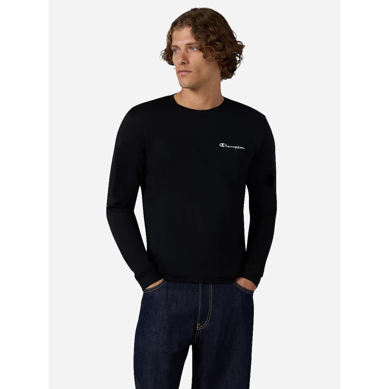 T-shirt à manches longues et logo brodé noir enfant - Champion