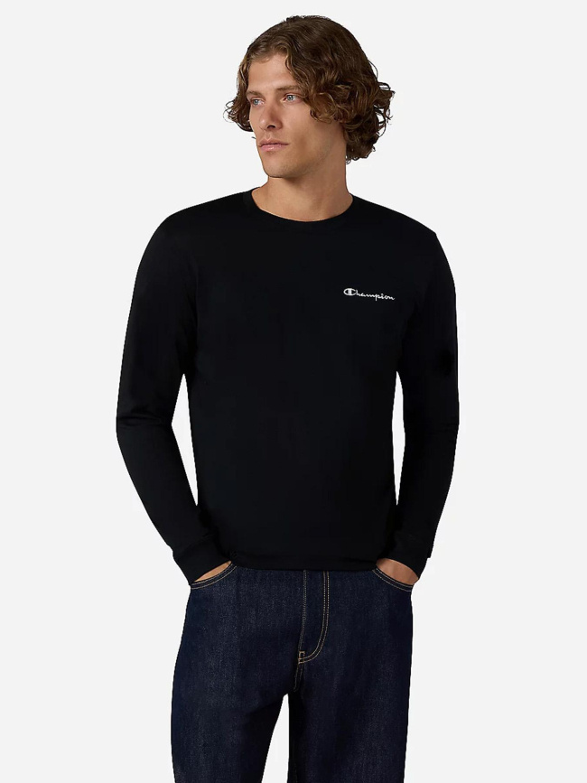 T-shirt à manches longues et logo brodé noir enfant - Champion