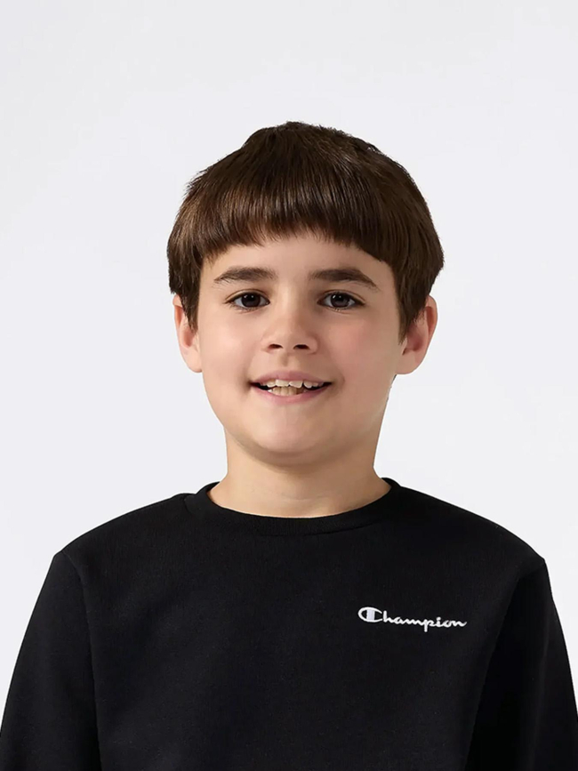 Sweat à col rond logo brodé noir enfant - Champion